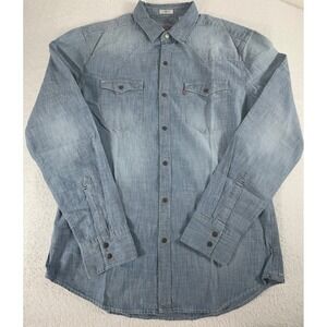 Levi's Ultimate Western Denim Shirt Snap Mens L Blue Light Slim Fit